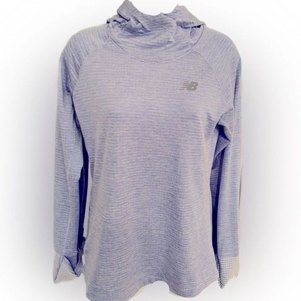 New Balance Hoody Top - S periwinkle blue , polyester spandex